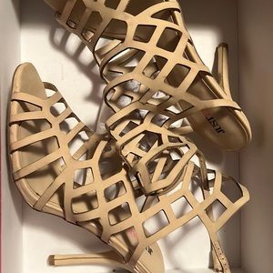 Tan Netted Heels